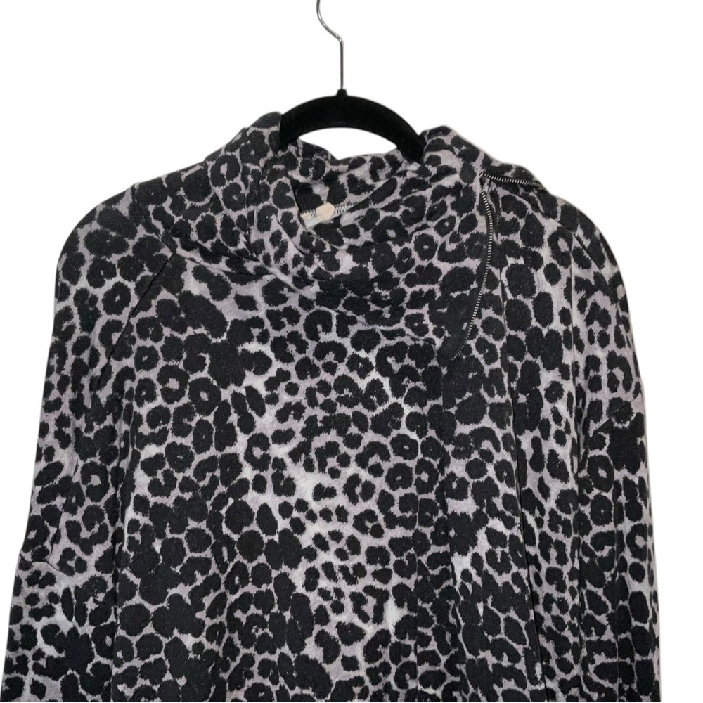 Soft Surroundings Zip Cowl Neck Sweater - Black and Gray Animal Print - Picture 7 of 11